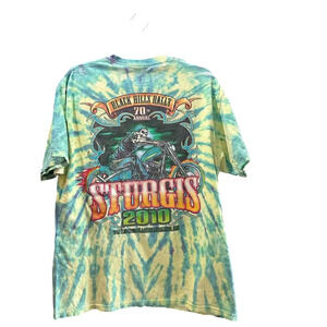 Vintage 2010 Sturgis Black Hills Rally Tye Die Biker Old Faded T-Shirt large